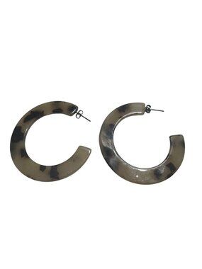 Tortoise Shell Resin Hoop Earrings Statement Lightweight Pre-Owned Classic